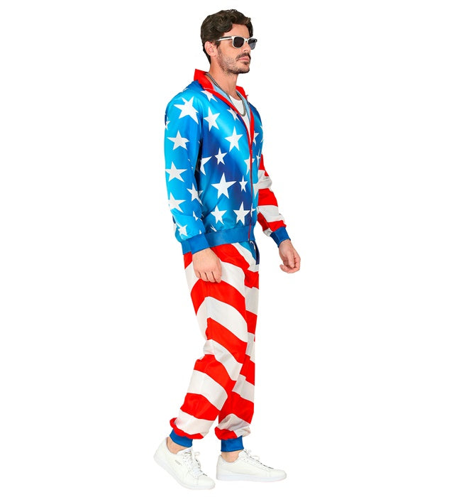 U.S.A. Party Trainingsanzug in Rot Weiß Blau bestehend aus Oberteil und Hose