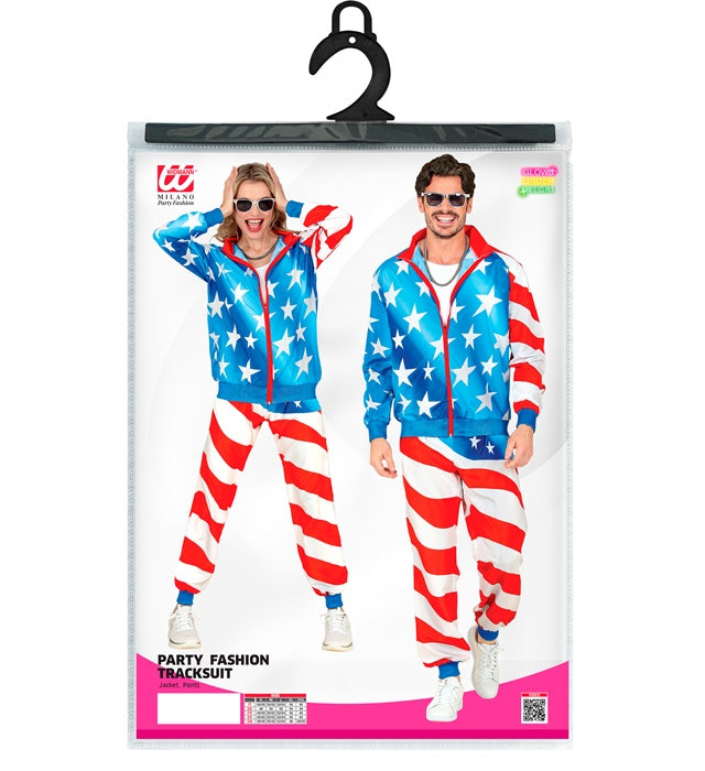 U.S.A. Party Trainingsanzug in Rot Weiß Blau bestehend aus Oberteil und Hose