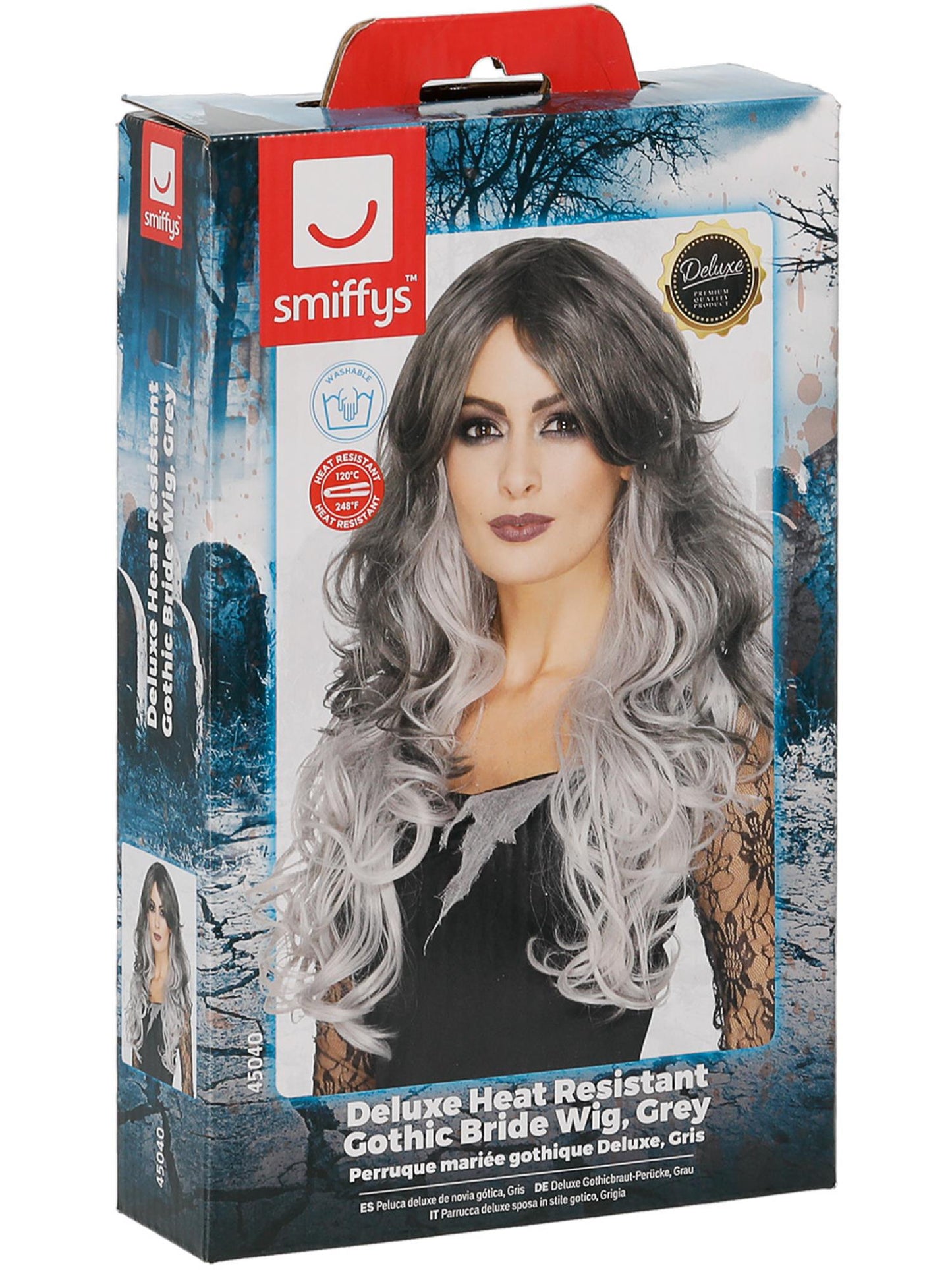 Smiffys GHOSTMUM Deluxe Gothic Bride Wig, Grey für Damen
