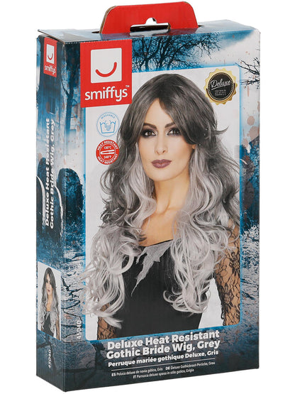 Smiffys GHOSTMUM Deluxe Gothic Bride Wig, Grey für Damen