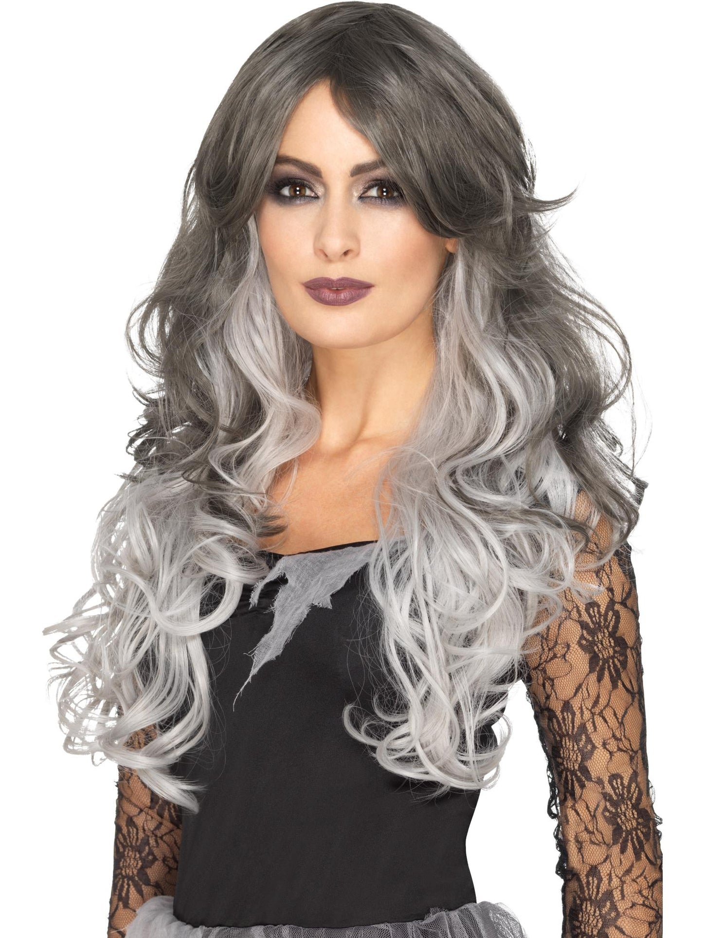 Smiffys GHOSTMUM Deluxe Gothic Bride Wig, Grey für Damen
