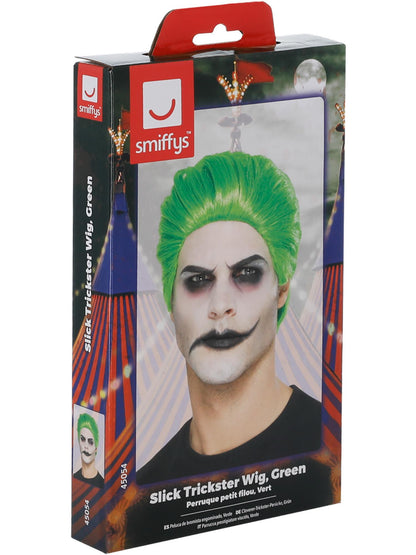Smiffys MOVIETV Slick Trickster Wig grüne Herrenperücke – Detailansicht
