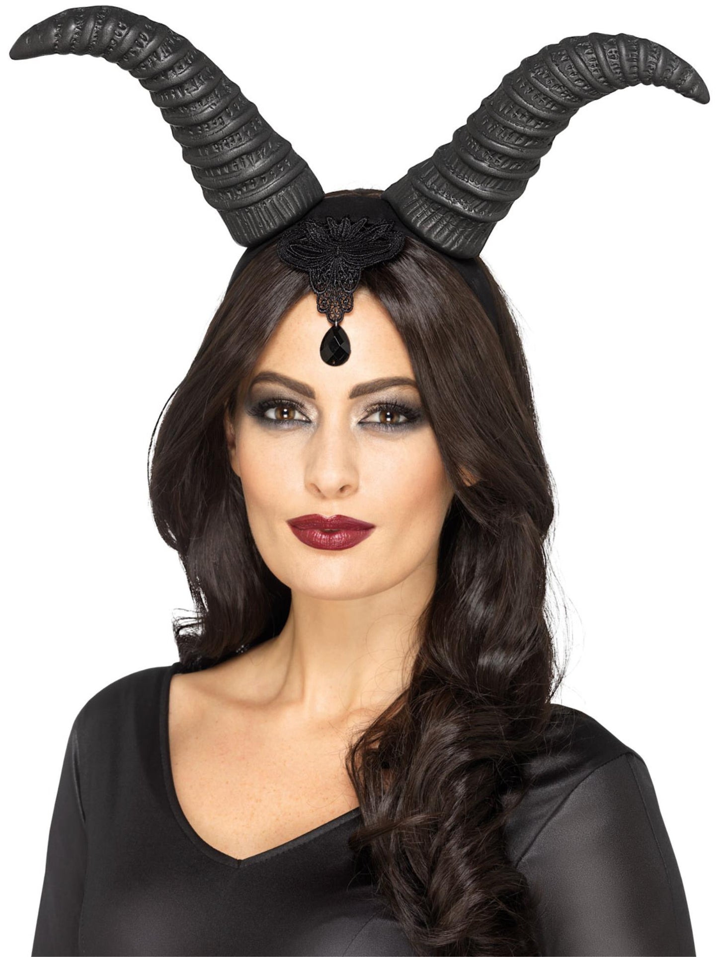 Smiffys DEVIL Demonic Queen Horns, on Headband, Black HA für Damen