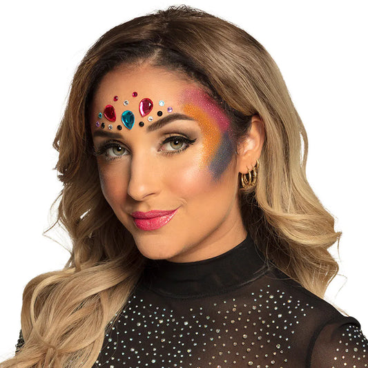 Schminkset Glamour (Strasssteine, Glitzer-Gesichtsfarbe, Schwamm, Doppelapplikator, Pinsel)