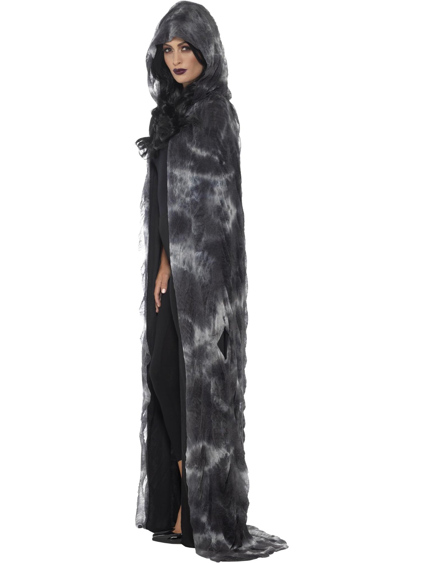 Smiffys GHOUGOBWIZ Deluxe Spellbound Decayed Cape, Black & Grey für Unisex