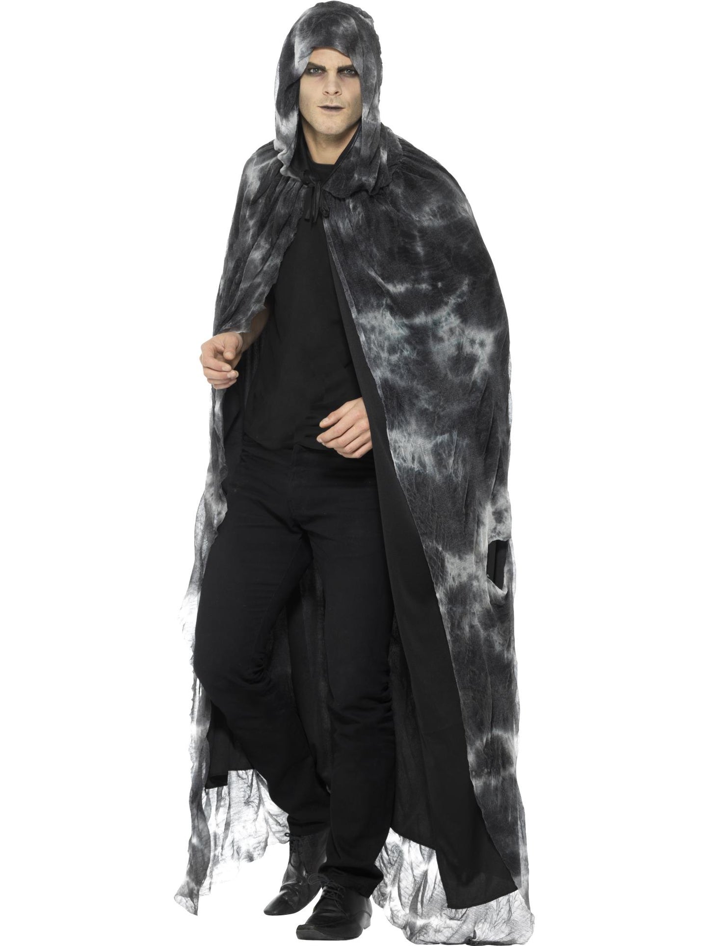 Smiffys GHOUGOBWIZ Deluxe Spellbound Decayed Cape, Black & Grey für Unisex