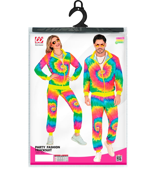 Neon Tie Dye Hippie Trainingsanzug mit buntem psychedelischem Muster
