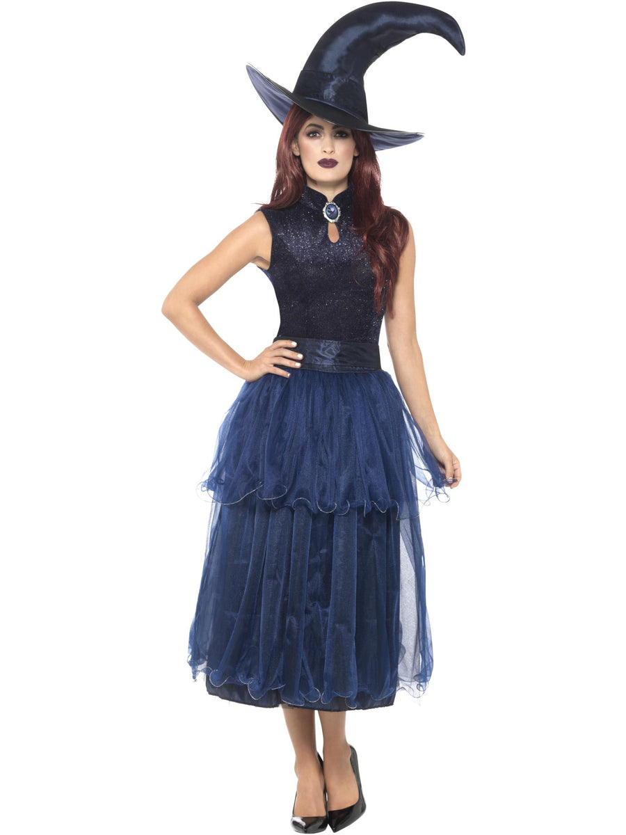 Smiffys Deluxe Midnight Witch Costume, Blue CS für Damen