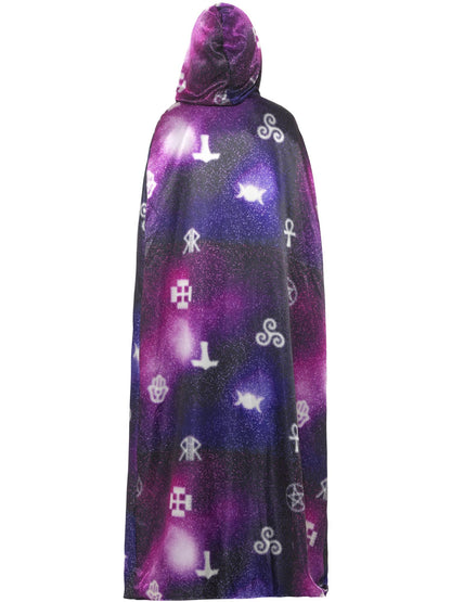 Smiffys OCCULT Deluxe Reversible Galaxy Ouija Cape, Black & Purpl für Damen