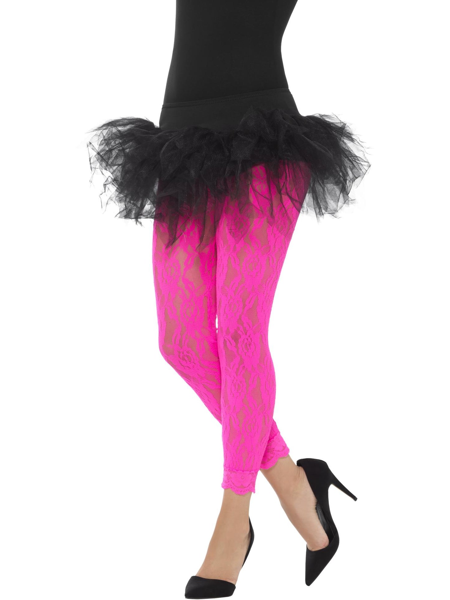 Smiffys 1980S 80s Lace Leggings, Neon Pink für Damen