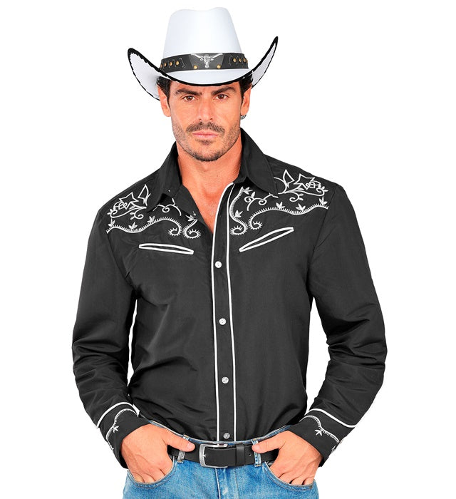 Schwarzes Cowboy Hemd für Western Kostüm Fasnacht