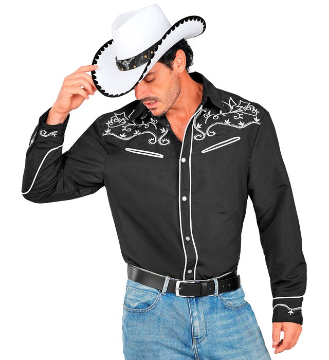Schwarzes Cowboy Hemd für Western Kostüm Fasnacht