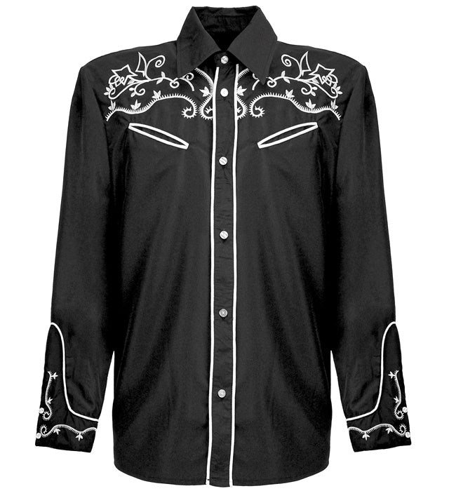 Schwarzes Cowboy Hemd für Western Kostüm Fasnacht