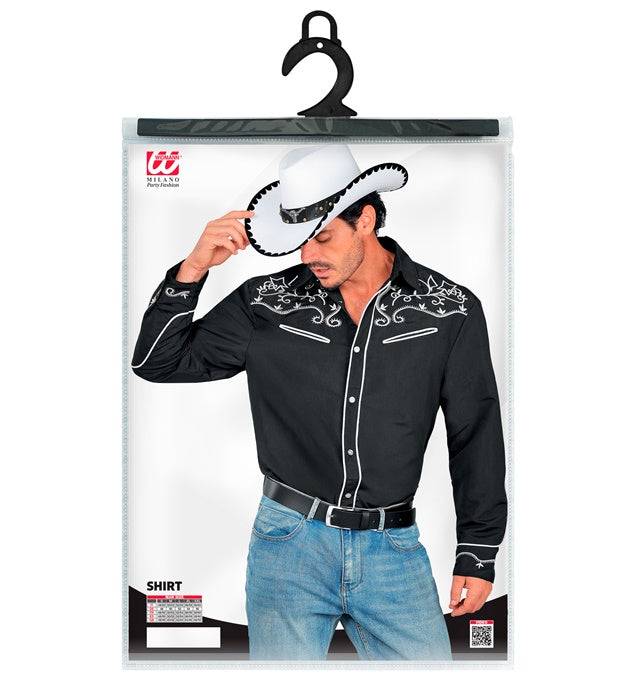 Schwarzes Cowboy Hemd für Western Kostüm Fasnacht
