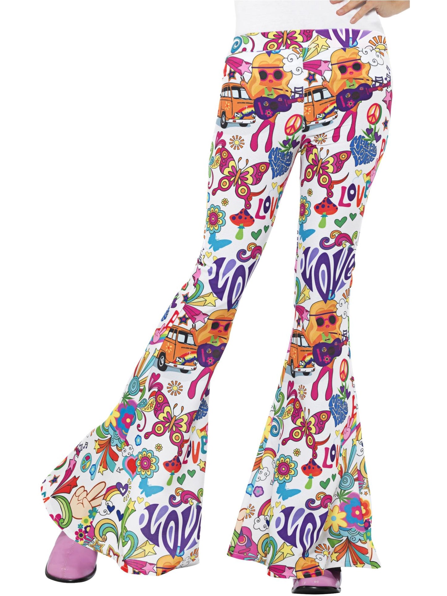 Smiffys HIPPIE Groovy Flared Trousers, Ladies, Multi-Coloured CS für Damen