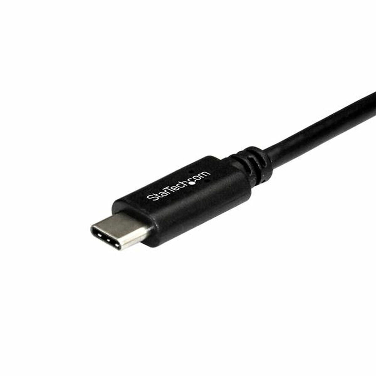 StarTech USB-C-Kabel USB2CC1MR 1 m schwarz mit rechtwinkligem USB-C-Stecker – Seitenansicht