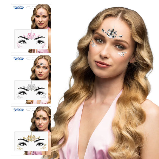 Gesichtsschmuck Strasssteine Arista 3 Farben Gold, Silber, Pink