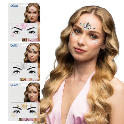 Boland Make-Up Gesichtsschmuck Strasssteine Arista Gold Silber Pink selbstklebend