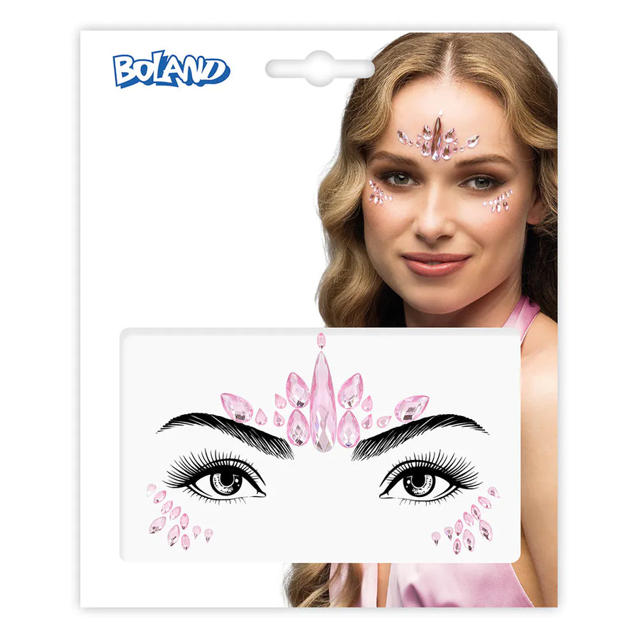 Boland Gesichtsschmuck Strasssteine Arista in Gold Silber Pink – Detailansicht