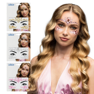Boland Make-Up Cordelia Gesichtsschmuck mit Strasssteinen Gold Silber und Pink