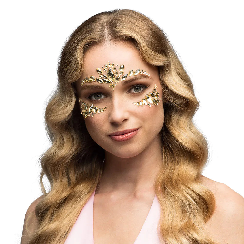 Gesichtsschmuck Strasssteine Cordelia 3 Farben Gold, Silber, Pink