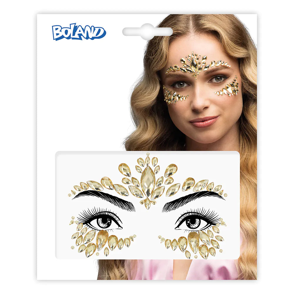 Gesichtsschmuck Strasssteine Cordelia 3 Farben Gold, Silber, Pink