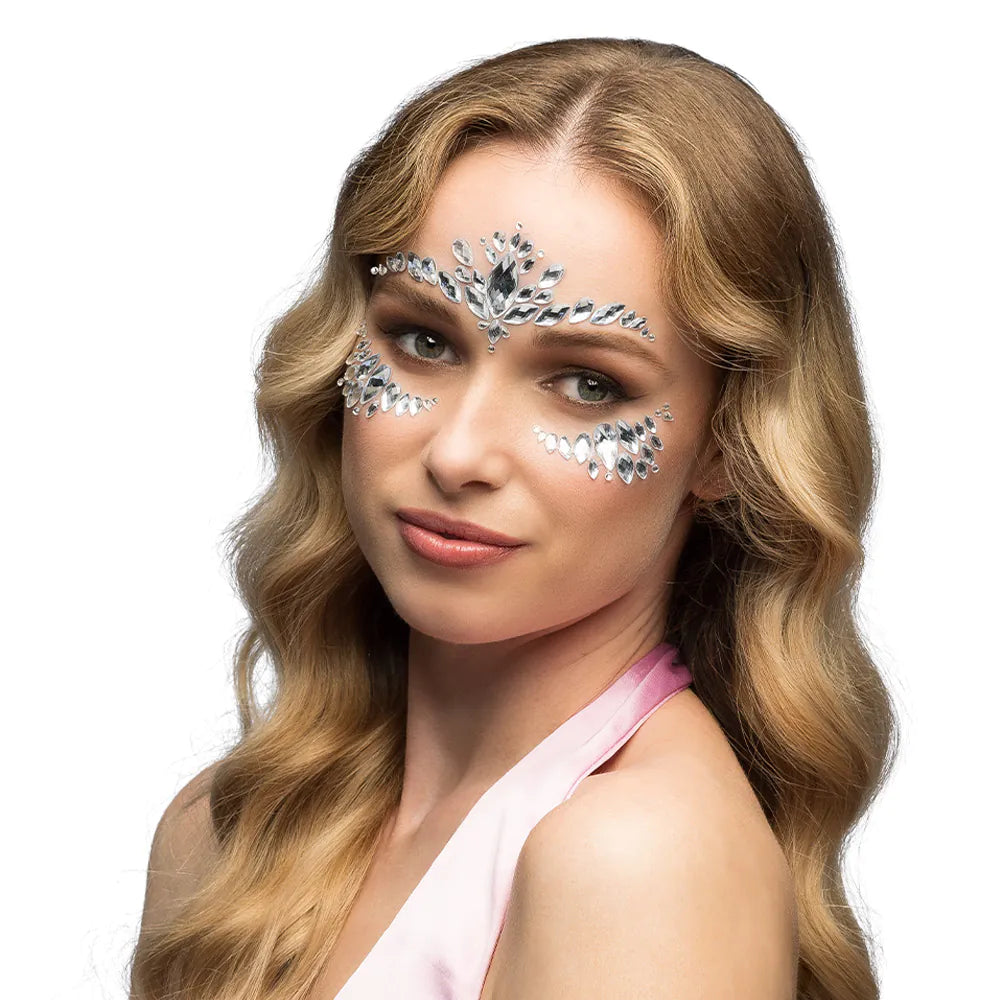 Gesichtsschmuck Strasssteine Cordelia 3 Farben Gold, Silber, Pink