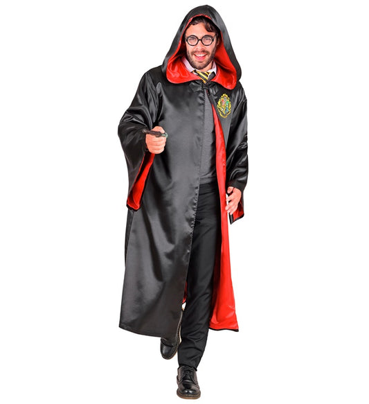 Zauberlehrling Kostüm mit Kapuzenrobe in Schwarz für Fasnacht