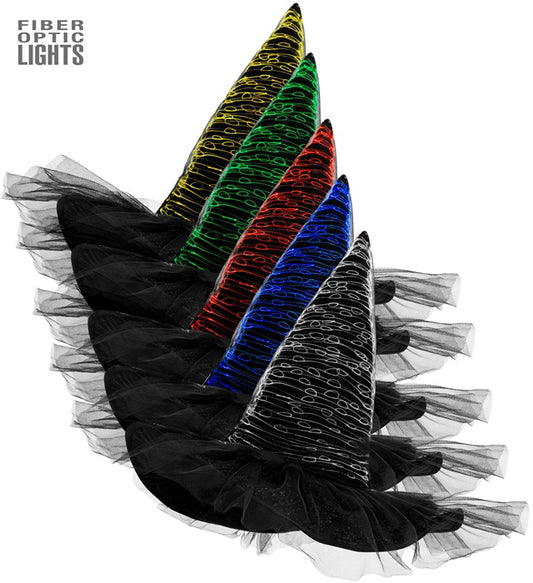 Leuchtender LED Hexenhut in verschiedenen Farben für Fasnacht und Halloween