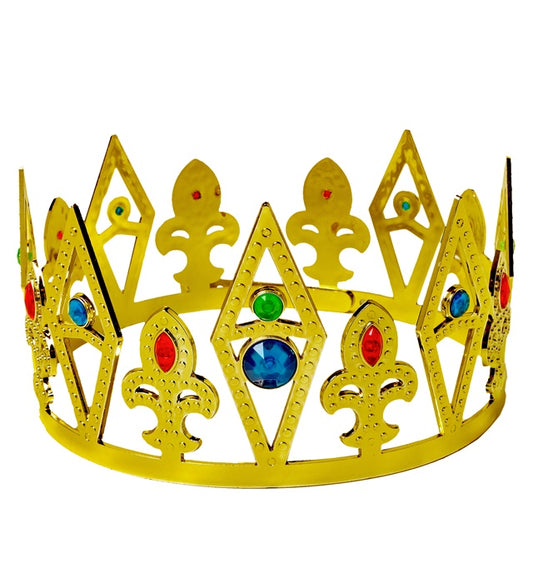 König und Königin Krone mit funkelnden Edelsteinen auf goldenem Grund