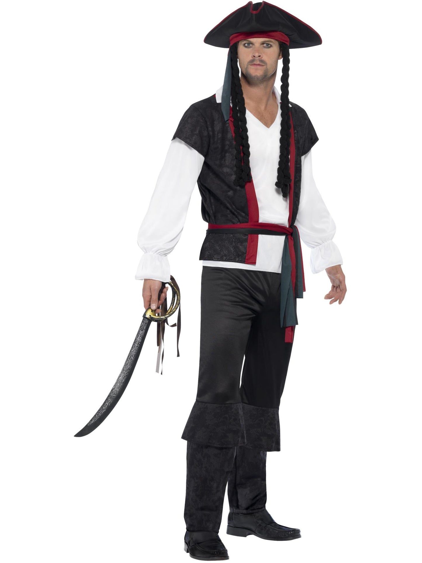 Smiffys Aye Aye Pirate Captain Costume, Black CS für Herren