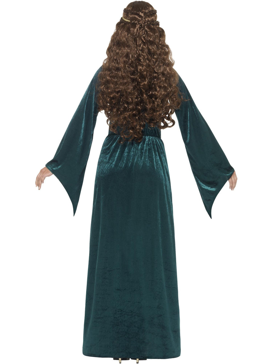 Smiffys Medieval Maid Kostüm in Grün für Damen mit Kleid und Headband – Detailansicht