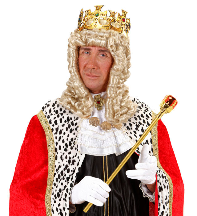 Goldene Königskrone mit funkelnden Edelsteinen als Fasnacht Accessoire