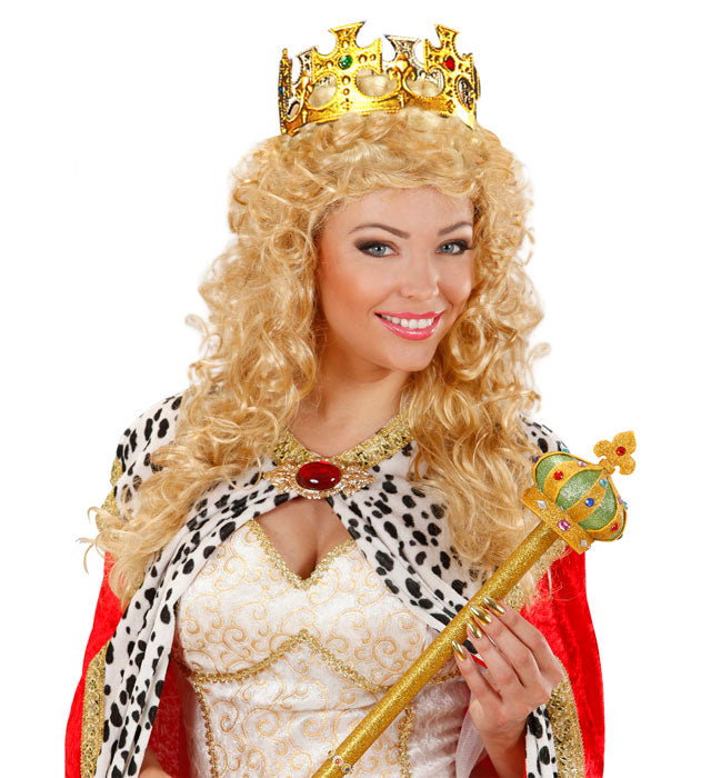 Goldene Königskrone mit funkelnden Edelsteinen als Fasnacht Accessoire