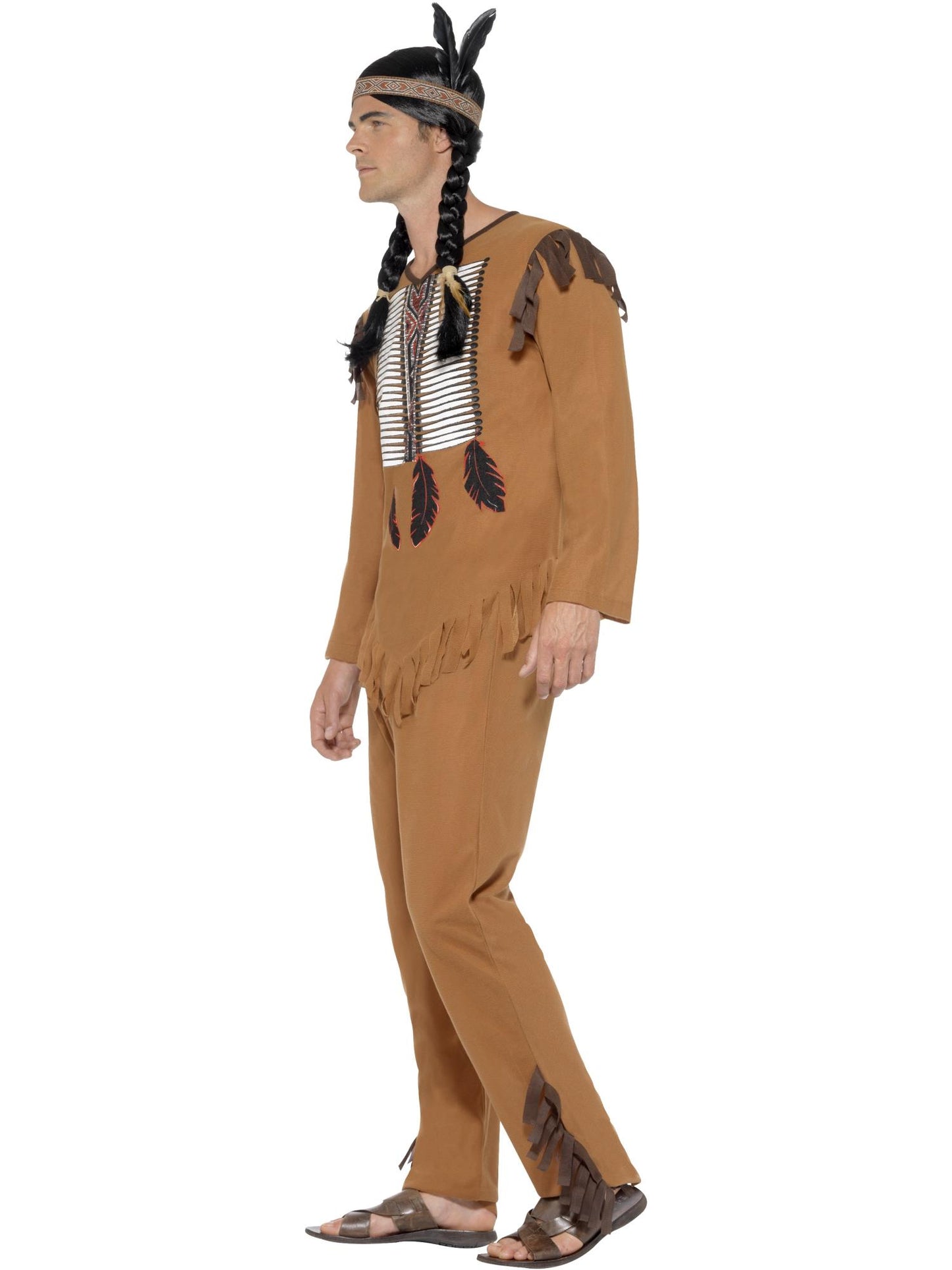 Smiffys INDIAN Native American Inspired Warrior Costume, Brown CS für Herren