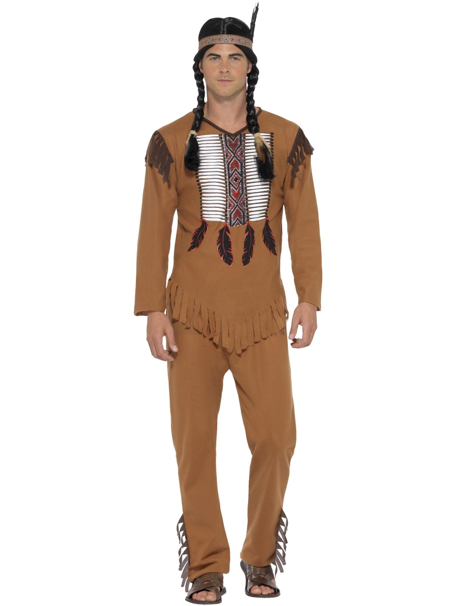 Smiffys INDIAN Native American Inspired Warrior Costume, Brown CS für Herren