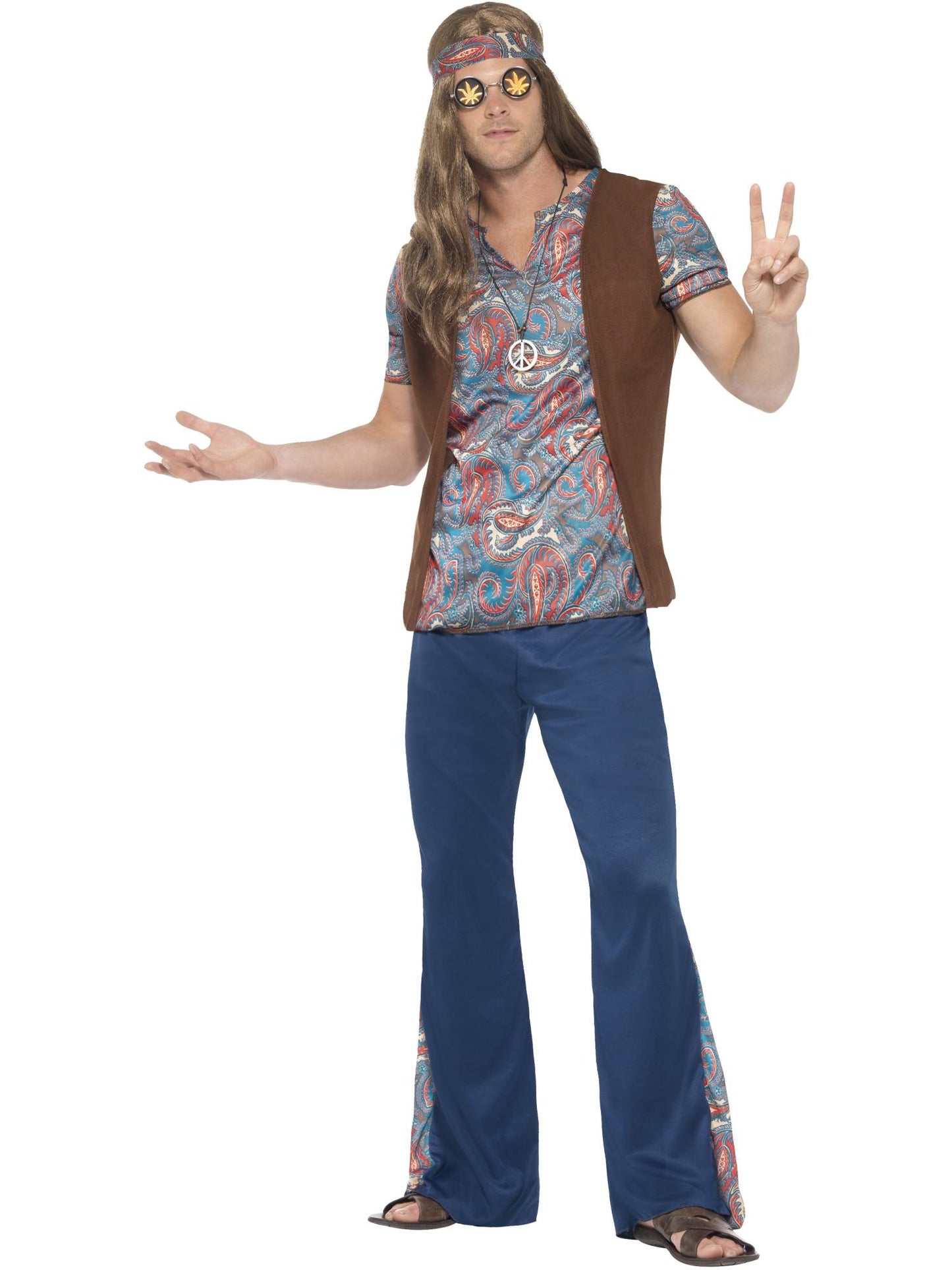 Smiffys Orion the Hippie Costume, Blue CS für Herren