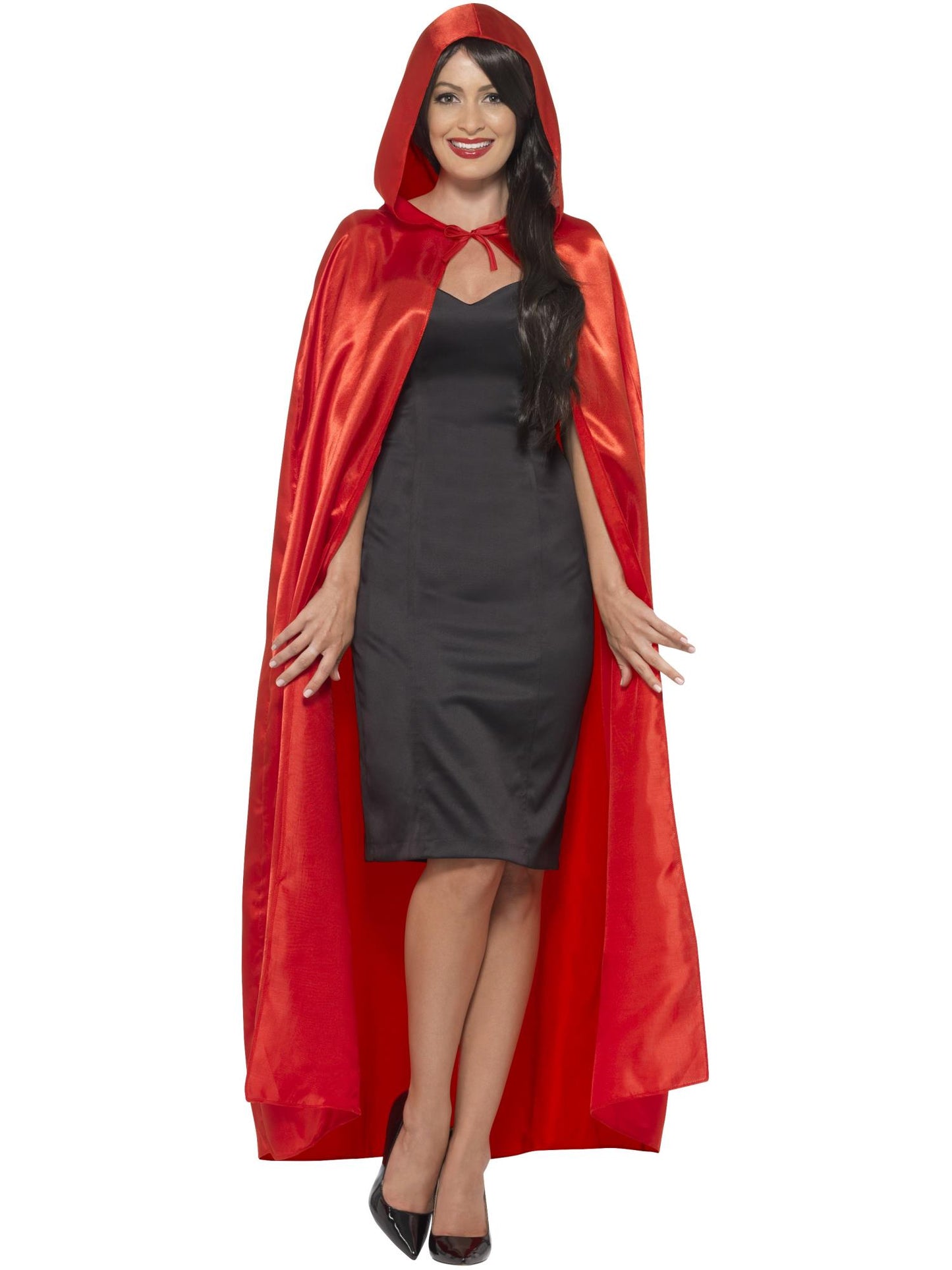 Smiffys REDRIDING Satin Hooded Cape, Red AC für Damen