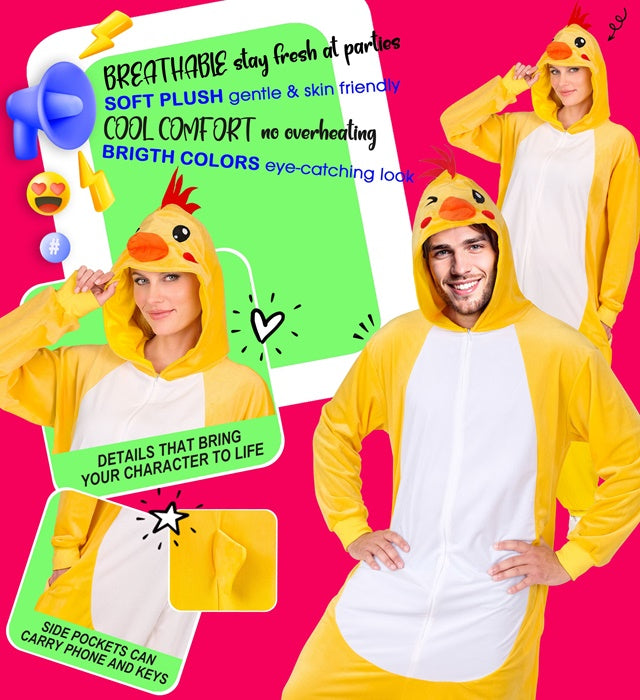Huhn Plüschkostüm mit Kapuze für Fasnacht und Karneval