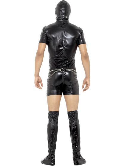 Smiffys schwarzes Bondage-Gimp-Kostüm für Herren mit Zubehör – Detailansicht