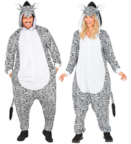 Plüsch Zebra Kostüm Overall Onesie mit Kapuze