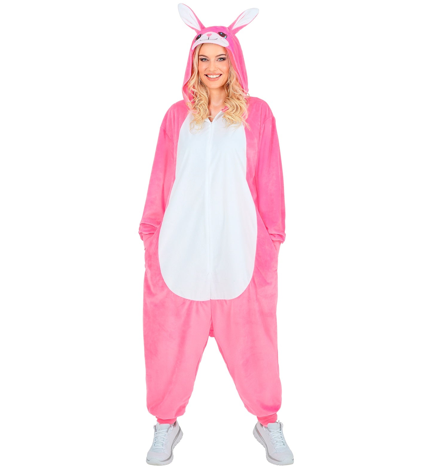 Plüsch Häschen Pink Kostüm Overall Onesie mit Kapuze
