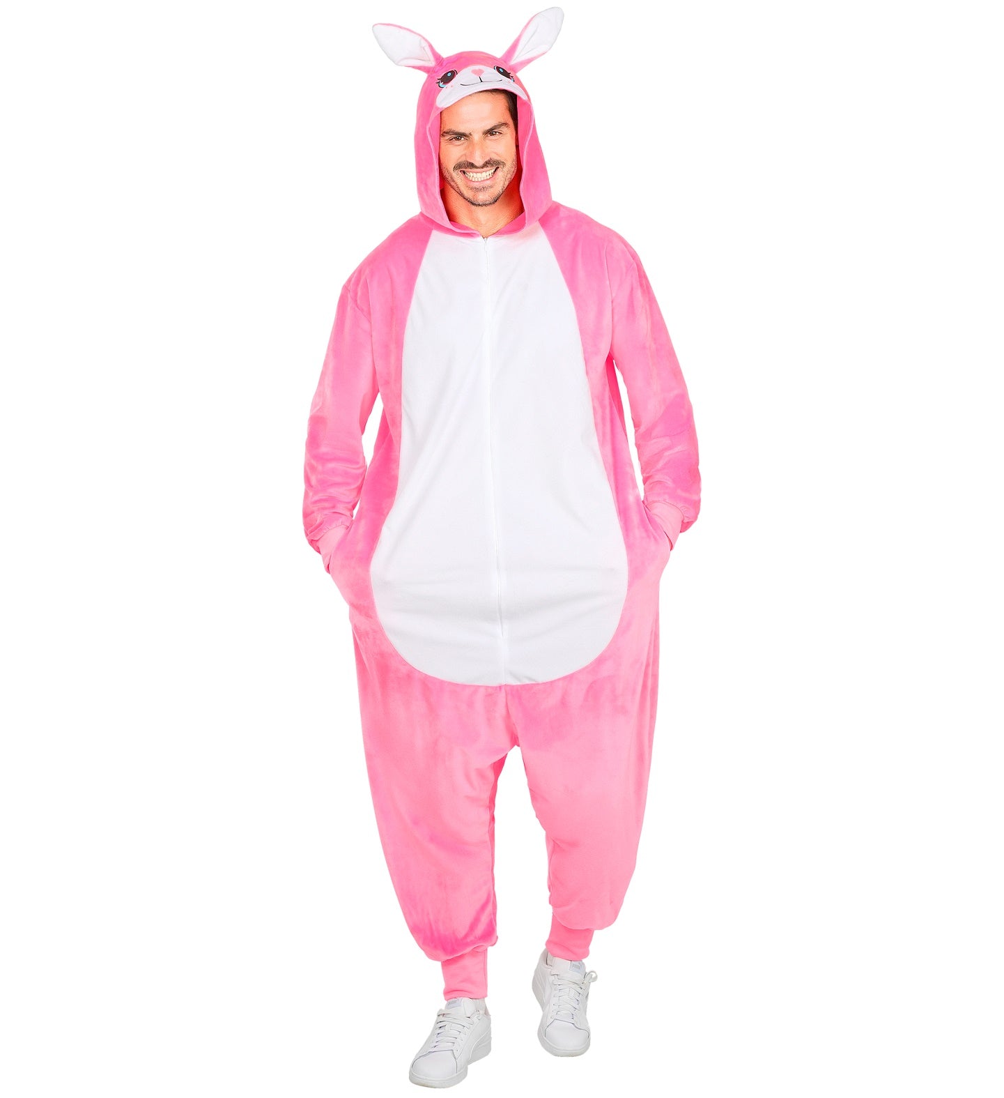 Plüsch Häschen Pink Kostüm Overall Onesie mit Kapuze