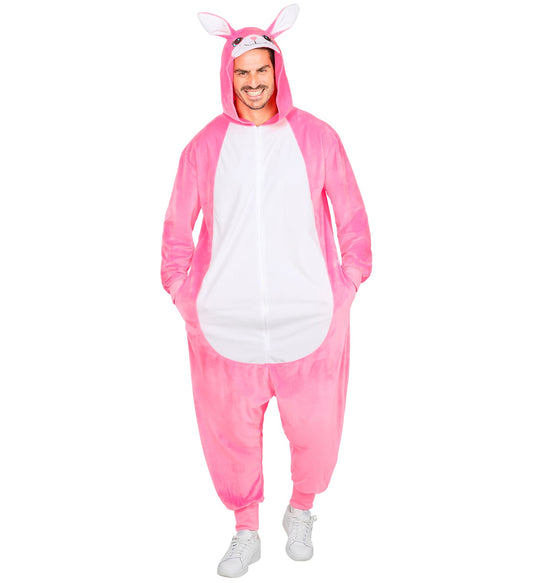 Plüsch Häschen Pink Kostüm Overall Onesie mit Kapuze