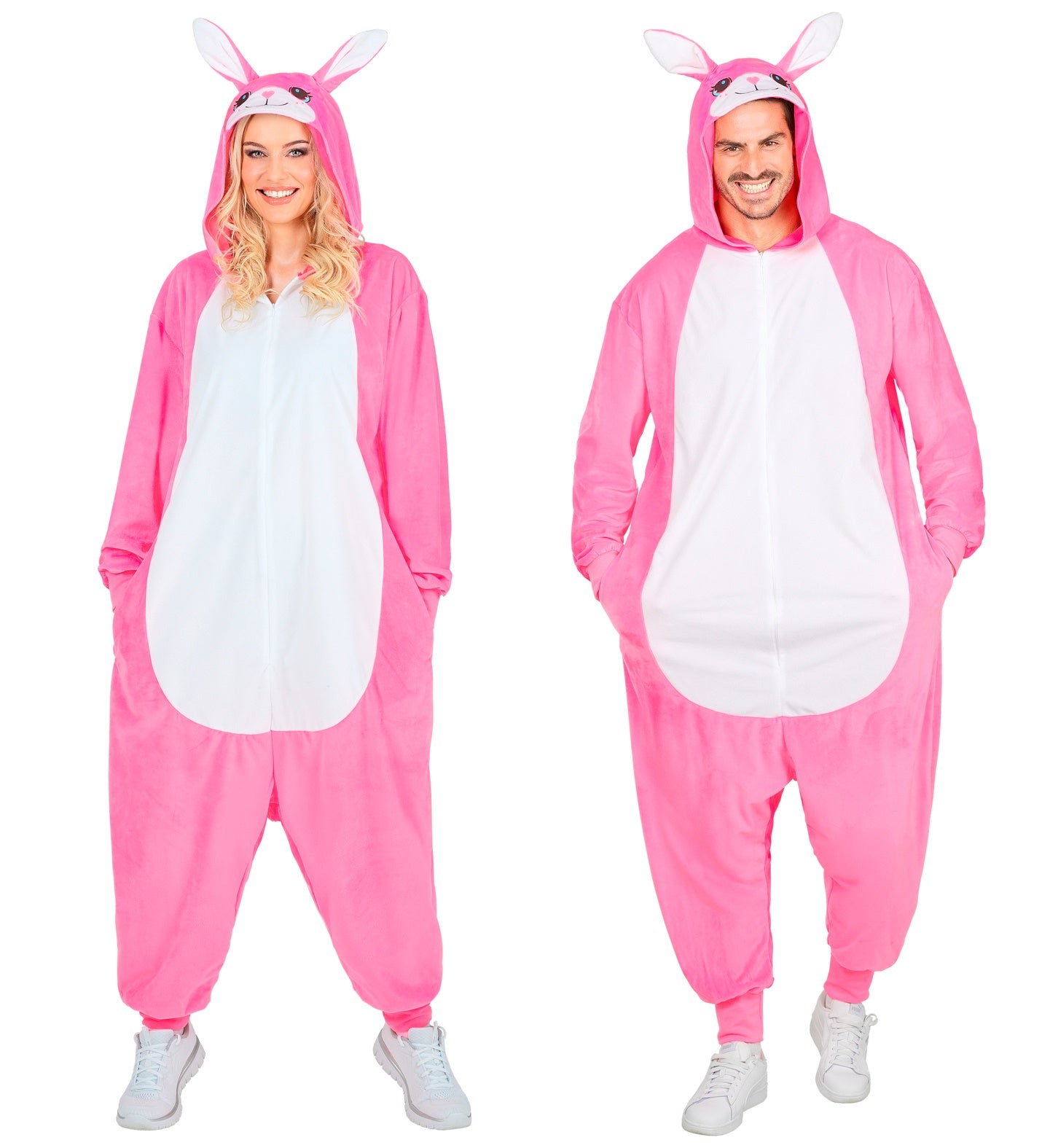 Plüsch Häschen Pink Kostüm Overall Onesie mit Kapuze