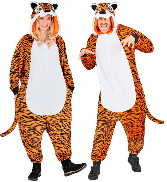 Plüsch Tiger Kostüm Overall Onesie mit Kapuze