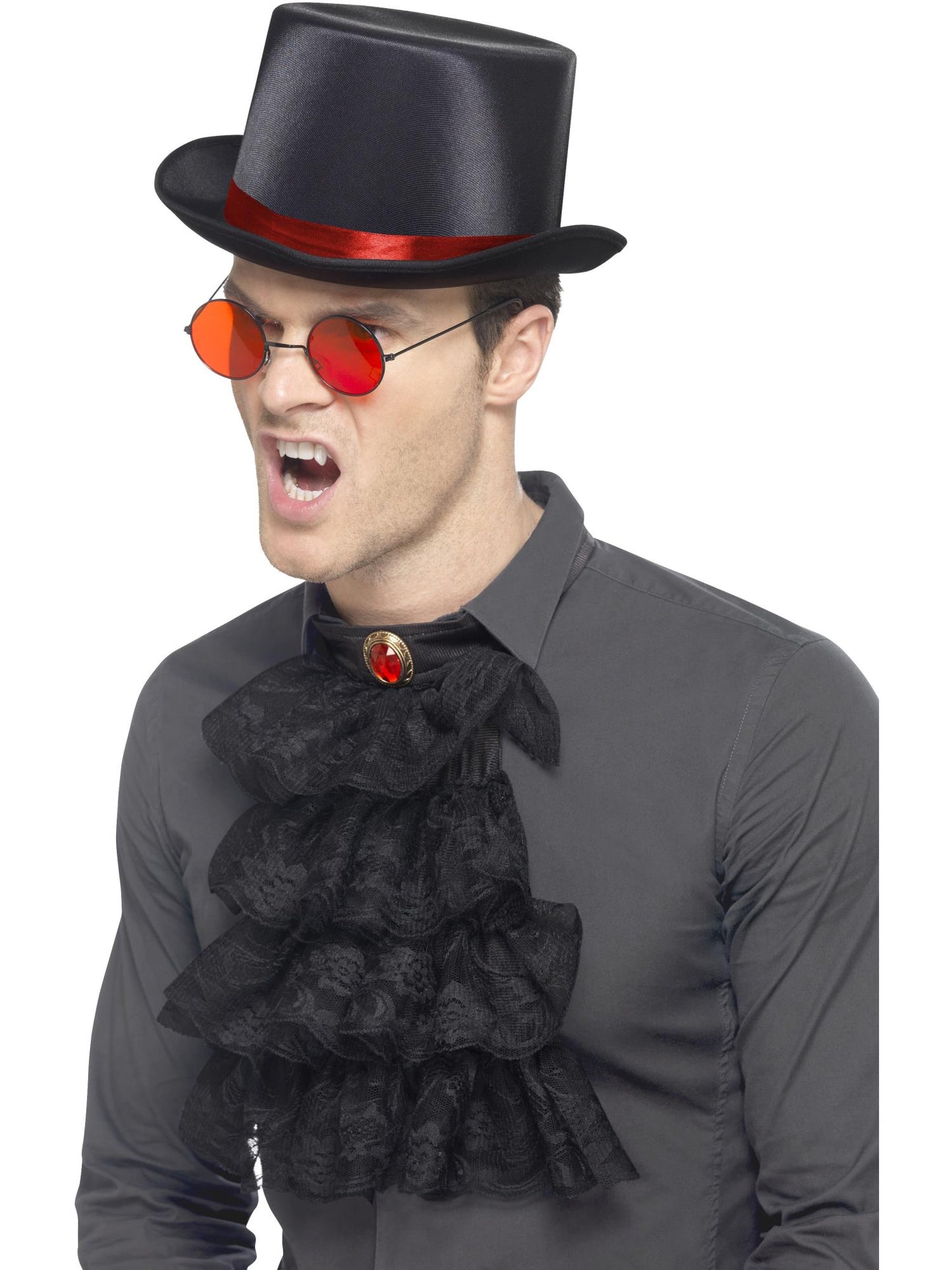 Smiffys VAMPIRE Gothic Kit, with Elastic Inner Rim Top Hat, Red & AC für Unisex