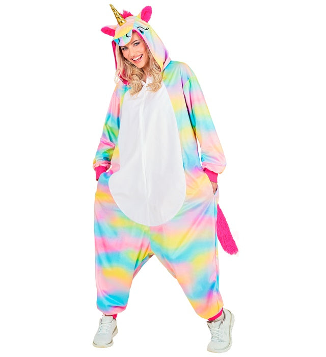 Einhorn Onesie Plüschkostüm mit Kapuze, weicher Overall für Fasnacht