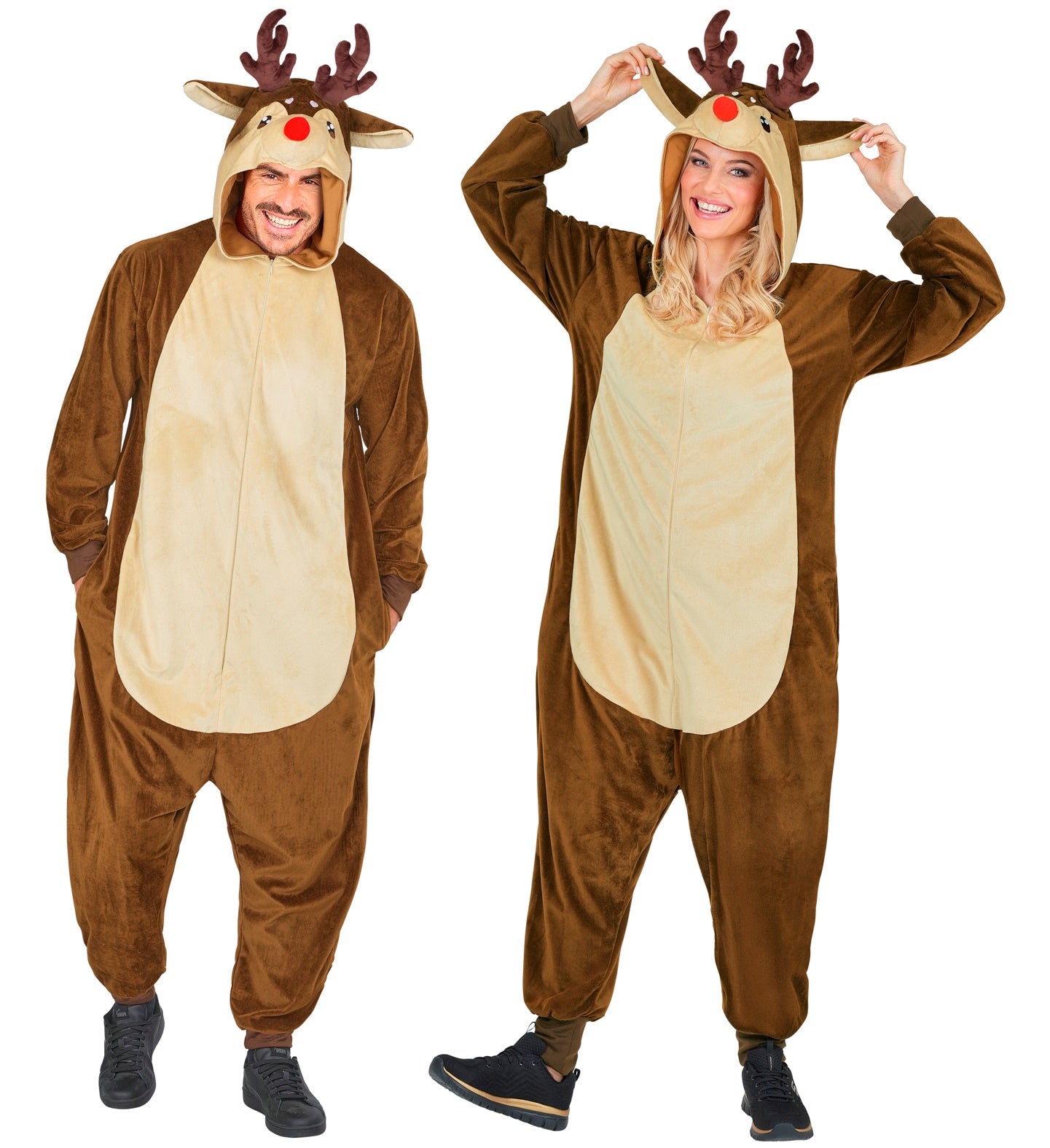 Plüsch Rentier Kostüm Overall Onesie mit Kapuze