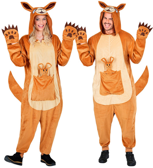Plüsch Känguru Kostüm Overall Onesie mit Kapuze